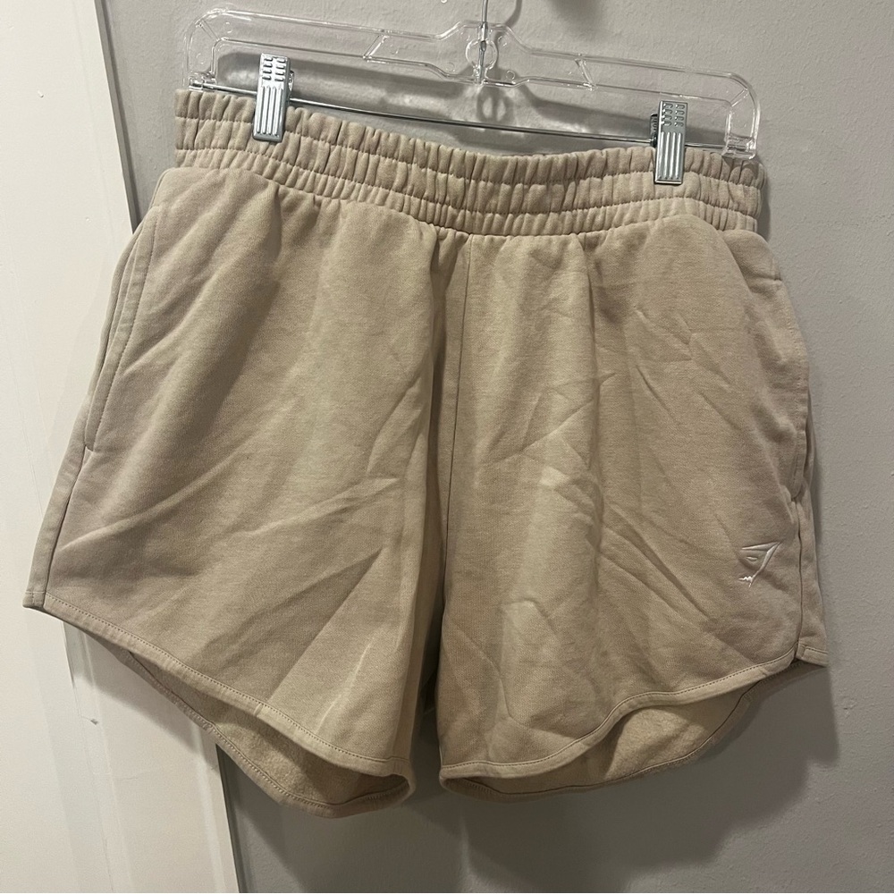Gymshark Tan Athletic Shorts with Elastic Waistband